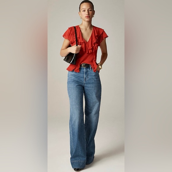 J.Crew Ruffle chiffon top - Picture 2 of 7